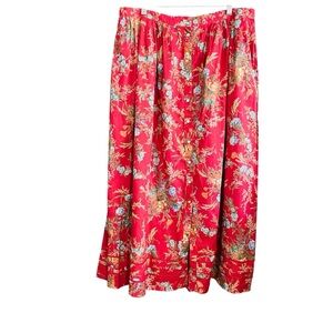 Ralph Lauren Red Floral Midi Skirt